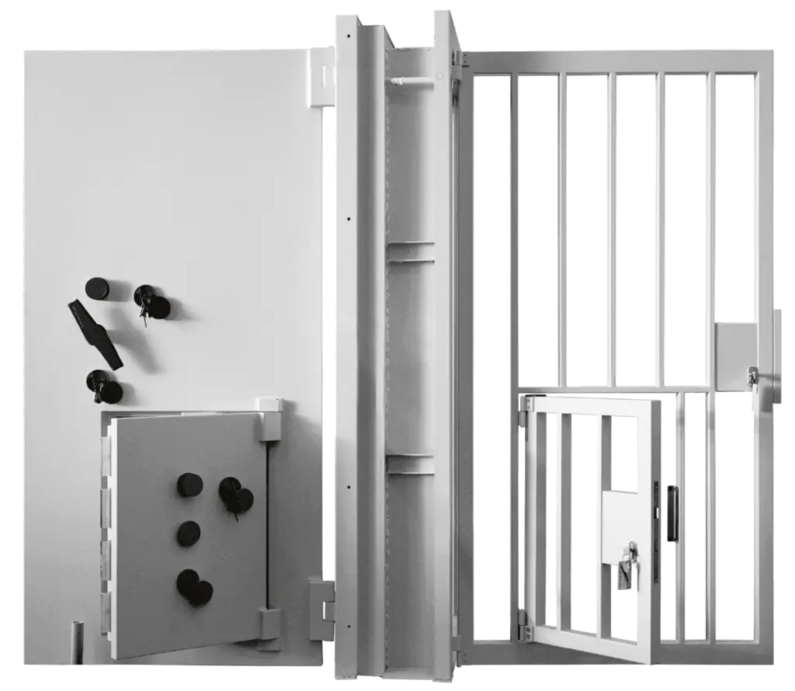 Das Bild stellt eine Tresortür von Wertheim dar.