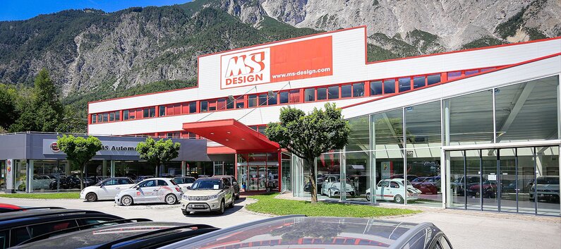 Das Bild zeigt das Firmengebäude von MSDesign in Roppen.