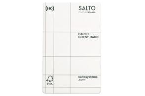 Das Bild zeigt eine RFID-Karte für eine Salto-Zutrittskontrolle in weiß.