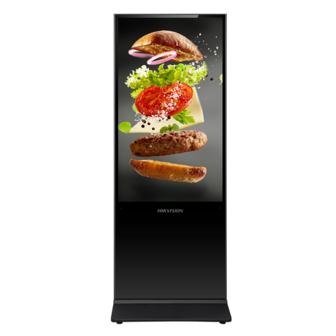 Das Bild zeigt einen Werbebildschirm von Hikvision.