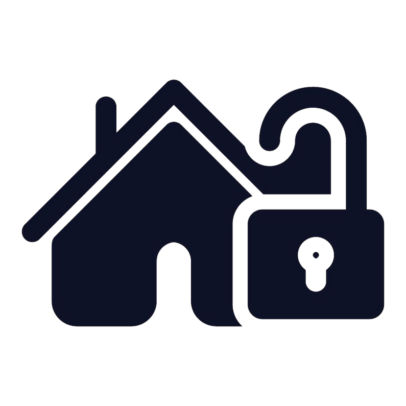 Das Bild zeigt ein Haus mit einem Schloss als Symbol und soll einen Lockdown darstellen.